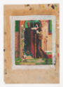 David Hicks Overmyer, Oil sketch of a woman in front of a door, mid 20th century, oil on chipbo…