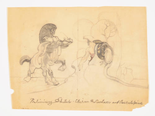 David Hicks Overmyer, Preliminary Sketch- Chiron the Centaur and Asclepius, mid 20th century, g…