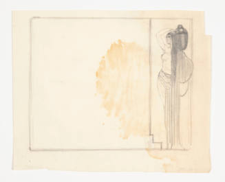 David Hicks Overmyer, Study of a woman with vessel, mid 20th century, graphite, 6 1/2 x 8 in., …