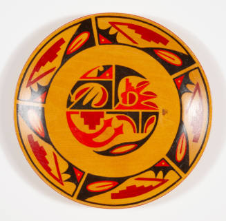 Avis Chitwood, San Ildefonso Design (plate), ca. 1941, oil with shellac, turpentine, and spar v…