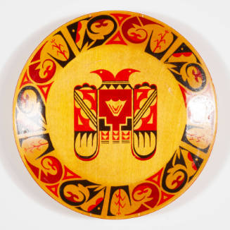 Avis Chitwood, Navajo Design (plate), ca. 1941, oil with shellac, turpentine, and spar varnish …