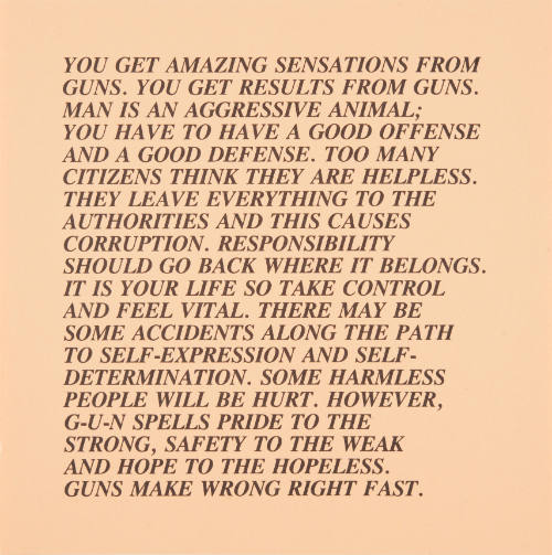 Jenny Holzer, Inflammatory Essays, 1979-82, printed 1996, screenprint on color paper, Kansas St…