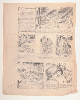George Withers, French and Indian War cartoon, mid 20th century, graphite, 20 x 13 5/16 in., Ka…