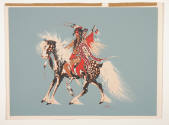 Woody Crumbo, Young Brave, ca. 1948, screenprint, 14 x 19 1/8 in., Kansas State University, Mar…