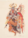 Woody Crumbo, Deer Dancer, ca. 1948, screenprint, 11 x 7 in., Kansas State University, Marianna…