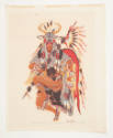 Woody Crumbo, Deer Dancer, ca. 1948, screenprint, 11 x 7 in., Kansas State University, Marianna…