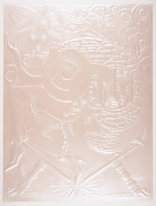 Wendell Gladstone, Chain Reaction: Rose Pearl, embossment with printing ink and pearlescent pow…