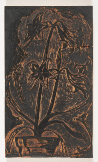 John Frederick Helm, Jr., Amaryllis Lily, ca. 1930, wood engraving block, 15/16 x 5 7/8 x 10 1/…