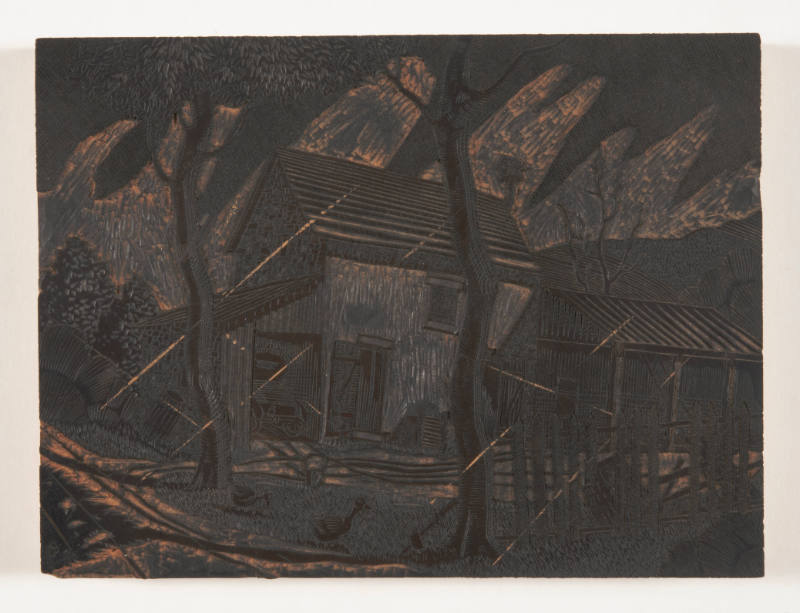 John Frederick Helm, Jr., On a Country Road, ca. 1933, wood engraving block, 15/16 x 7 15/16 x …