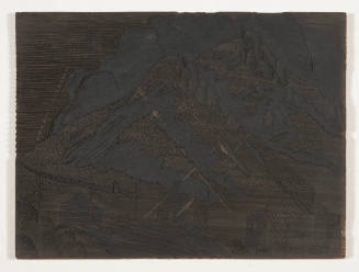 John Frederick Helm, Jr., Mountain Settlement, ca. 1933, wood engraving block, 11/4 x 12 x 8 7/…