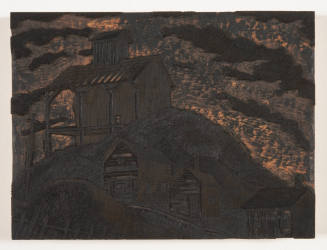 John Frederick Helm, Jr., Leadville, 1937, wood engraving block, 3/4 x 7 15/16 x 6 in., Kansas …