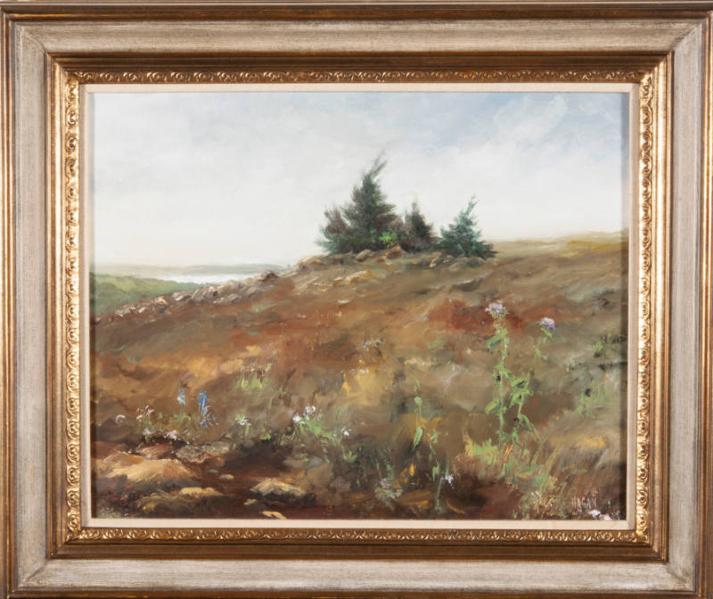 Jim Hagan, Meadow with Cedar Trees, November 1974, oil on canvas, 16 x 20 in., Kansas State Uni…