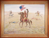 Louis ShipShee, The Captured Flag, mid 20th century, oil on canvas, 31 1/4 x 43 1/4 in., Kansas…