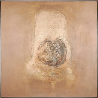 Doug Martin, title unknown (abstract with textured circle), ca. 1973, oil on canvas, 67 1/4 x 6…