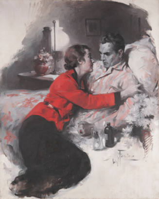 William Frederick Foster, title unknown (illustration of a woman and ailing man), ca. 1930, oil…