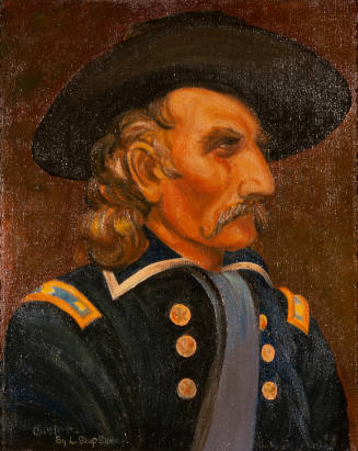 Louis ShipShee, Custer, mid 20th century, oil on canvas, 20 x 14 1/8 in., Kansas State Universi…