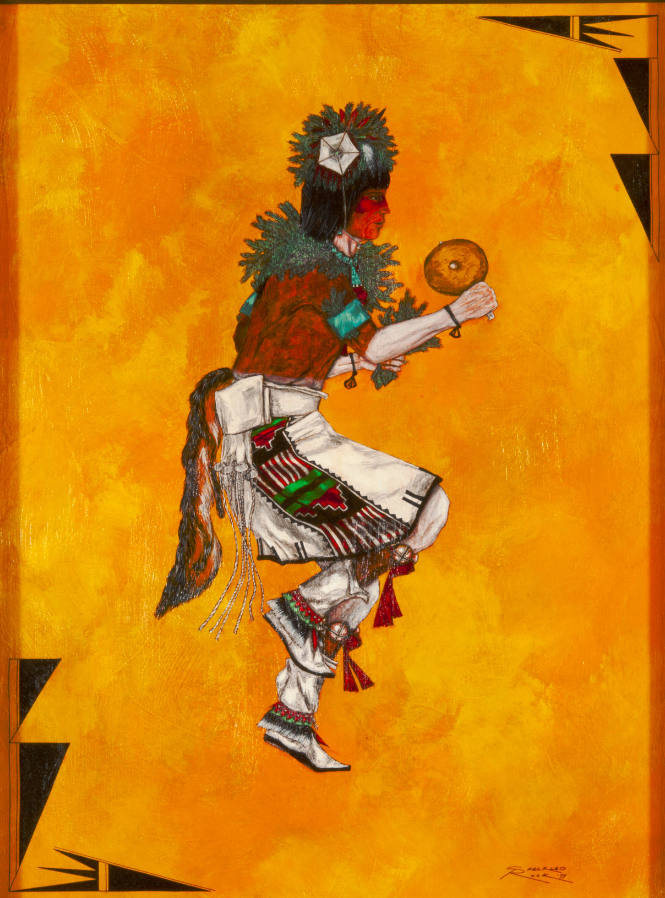 Paul Speckled Rock, Corn Dancer, 1977, acrylic on canvas, 23 7/8 x 18 in., Kansas State Univers…