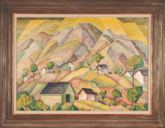 John Frederick Helm, Jr., Mountain Village (Mexico), egg tempera on board, 25 1/4 x 34 in., Kan…