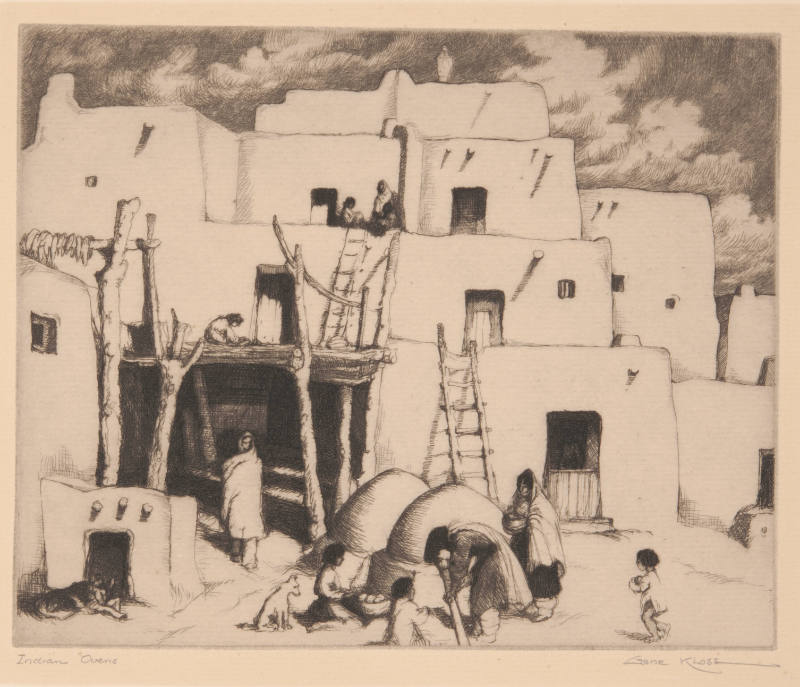 Gene Kloss, Indian Ovens, 1941, drypoint, 7 x 8 1/2 in., Kansas State University, Marianna Kist…