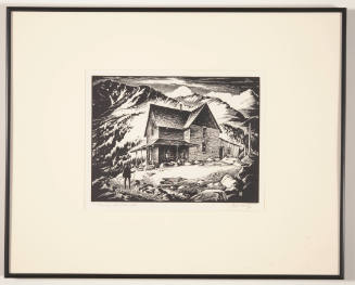 Lloyd Chester Foltz, House at Silverton, 1968, linocut, 4 1/2 x 10 in., Kansas State University…