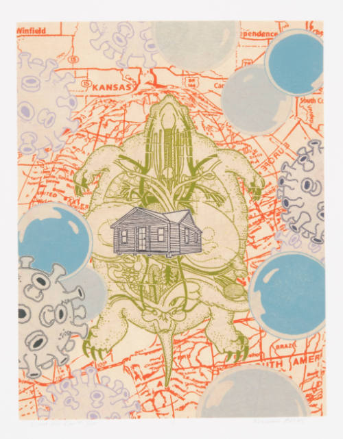 Norman Akers, What We Can’t See, 2021, monoprint, 10 1/8 x 7 7/8 in., Kansas State University, …