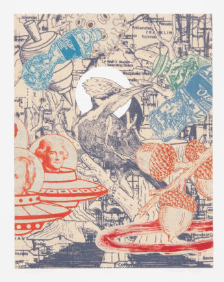 Norman Akers, Woodpecker, 2020, monoprint, 10 1/8 x 8 in., Kansas State University, Marianna Ki…