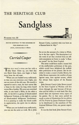 The Heritage Club, Sandglass (Curried Cooper), mid 20th century, letterpress, KSU, Marianna Kis…