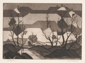 John Frederick Helm, Jr., Afterglow, 1954, aquatint and etching with soft ground etching, 6 15/…