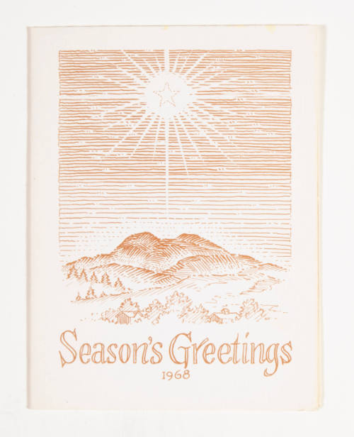 Herschel C. Logan, Season's Greetings (star over mountain), 1968, metal relief print, 5 15/16 x…