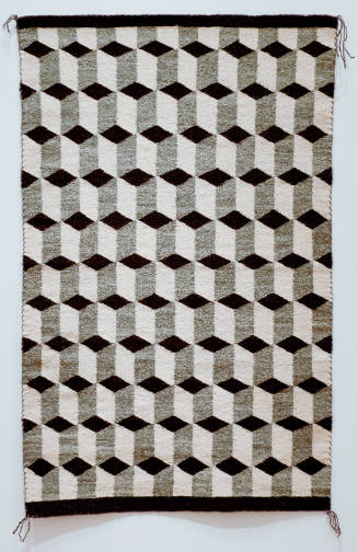 Nez Etsity, Optical (tumbling blocks), ca. 1950, handspun wool, 57 x 36 x 3/8 in., Kansas State…