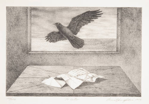 Daniel Serra-Badue, The Letter, 1976, lithograph, 8 15/16 x 13 1/2 in., Kansas State University…