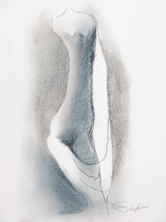 Roberto Estopiñán, Untitled (abstract female form), ca. 1980, charcoal and ink, 22 3/4 x 11 3/4…