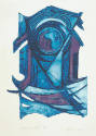 Myrna Báez, Abstraccion Azul (Agul Abstraction), 1969, etching, 10 1/2 x 7 in., Kansas State Un…