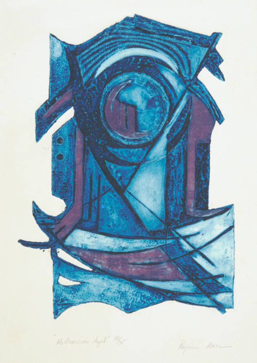 Myrna Báez, Abstraccion Azul (Agul Abstraction), 1969, etching, 10 1/2 x 7 in., Kansas State Un…