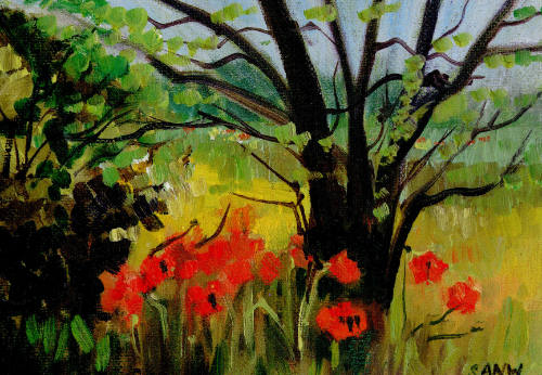 Susan A. Nesmith Wolf, Lois's Poppies, 1993, photomechanical reproduction, 4 x 6 in., Kansas St…