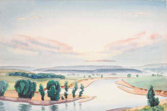 Roy Clinton Langford, title unknown (river scene), 1962, watercolor with graphite on illustrati…