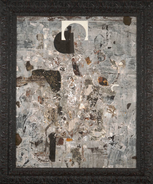 Fred Otnes, Reg'e Fracix, 1999, collage on wood on plaster panel, 40 x 32 in., Kansas State Uni…