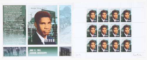 Paul Rucker, Medgar Wiley Evers, 2019, inkjet print, 8 1/2 x 11 in. (each of 2 sheets), Kansas …