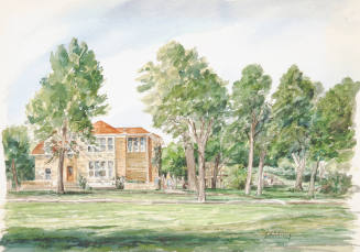 Oscar Vance Larmer, Hoeflin Stone House, ca. 1975, watercolor with graphite, 22 1/4 x 30 in., K…