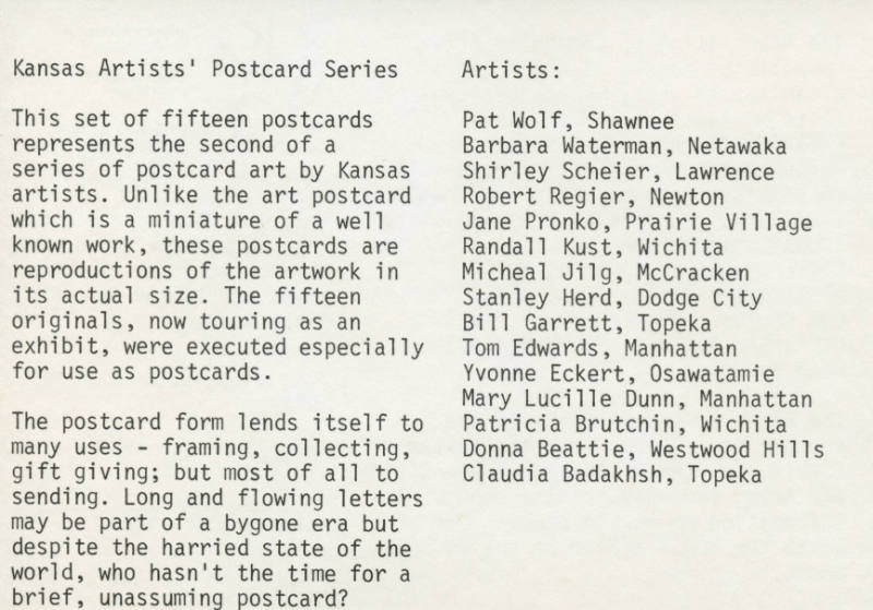 Kansas Artists' Postcard Series title card