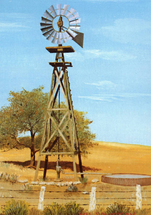 Mel Bowersox, Prairie Windmill, 1985, photomechanical reproduction, 5 13/16 x 4 in., Kansas Sta…