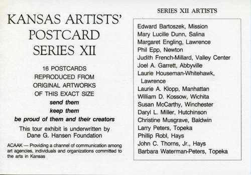 Association of Community Arts Councils of Kansas, Kansas Artists' Postcard Series title card, 1…