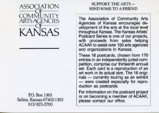 Association of Community Arts Councils of Kansas, Kansas Artists' Postcard Series title card, 4…