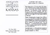 Association of Community Arts Councils of Kansas, Kansas Artists' Postcard Series title card, p…