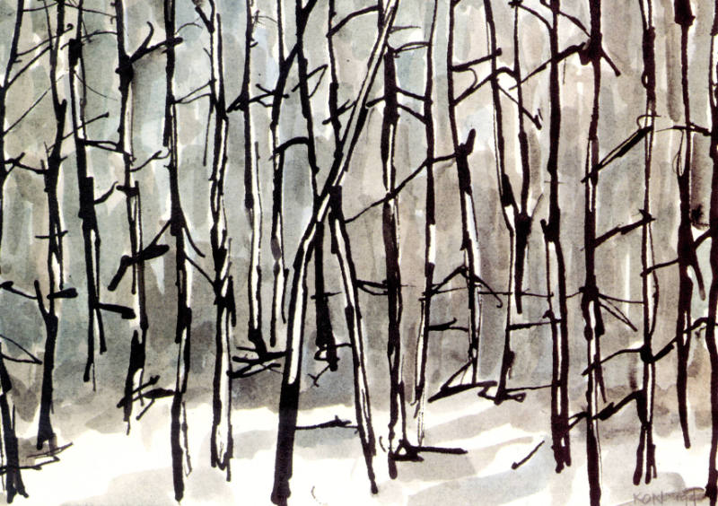 Karen Owsley Nease, Winter Trees, 1994, photomechanical reproduction, 5 13/16 x 4 in., Kansas S…