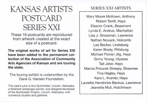 Association of Community Arts Councils of Kansas, Kansas Artists' Postcard Series title card, 1…