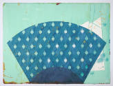 Thomas Klocke, title unknown (abstract fan shape yellow/orange stars over a blue, green, and pi…
