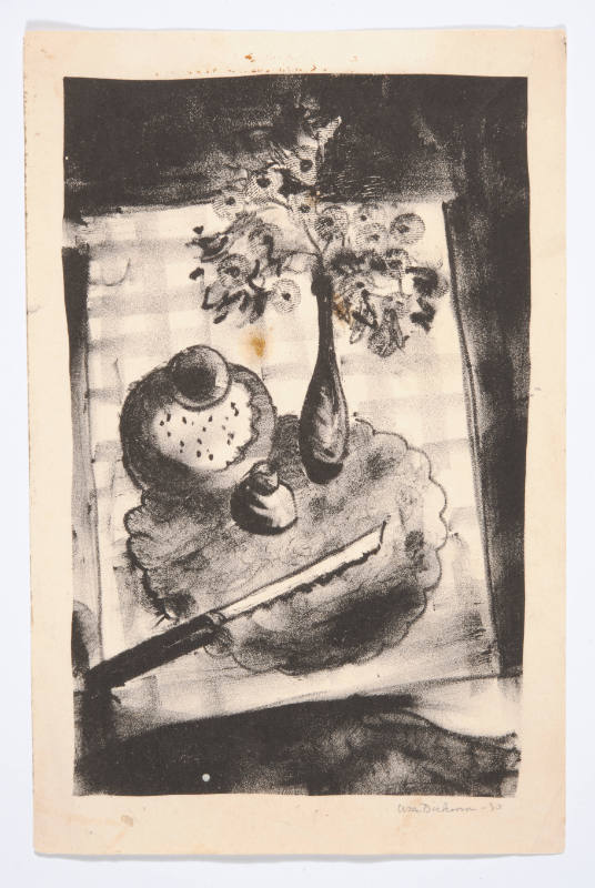 William Judson Dickerson, title unknown (still-life), 1930, lithograph, 6 7/8 x 4 5/16 in., Kan…