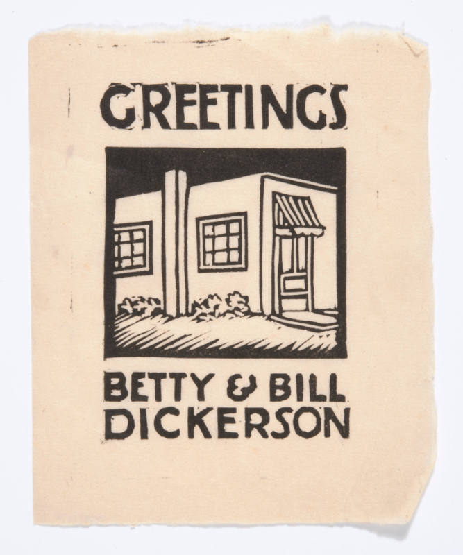 William Judson Dickerson, Greetings, 1930, woodcut, 5 1/4 x 4 in., Kansas State University, Mar…