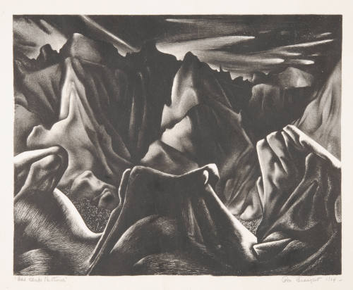 Ross Eugene Brought, Bad Lands Nocturne, 1934, mezzotint, 12 1/4 x 15 3/8 in., Kansas State Uni…